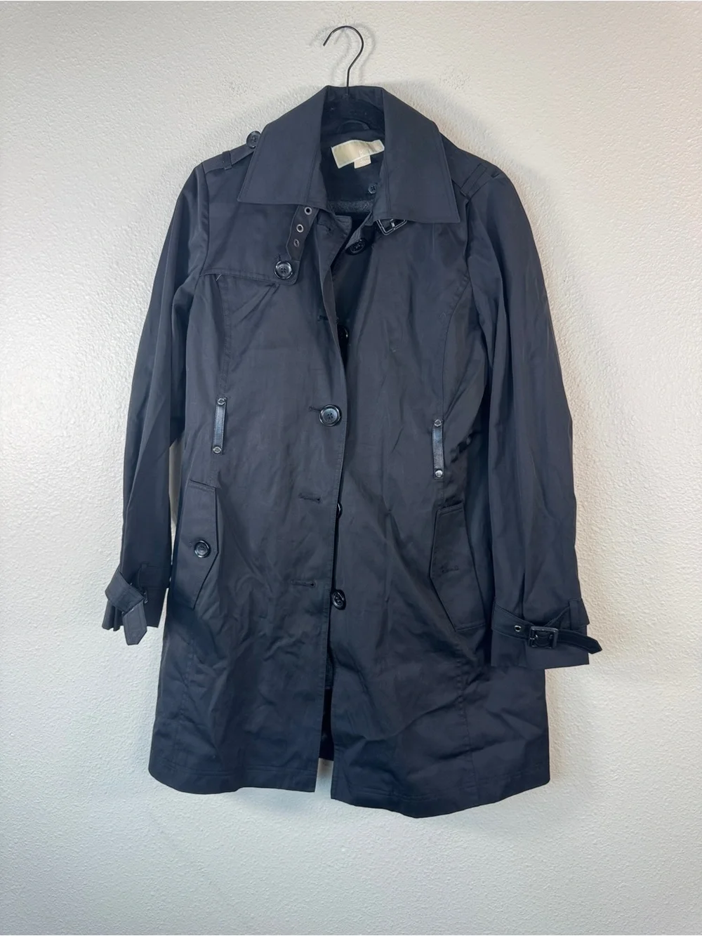 Michael Kors Black Trench Coat Womens S Preppy Fall Classic Old Money Jacket